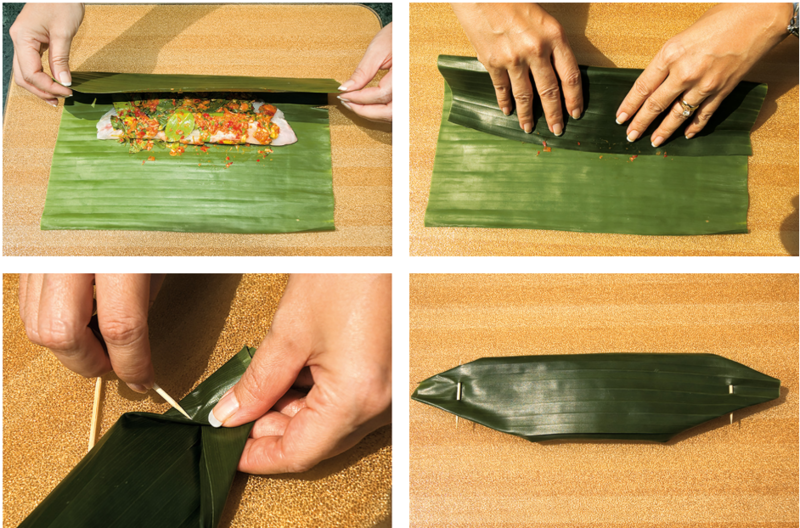 Red Snapper Wrapped In Banana Leaves, wrapped